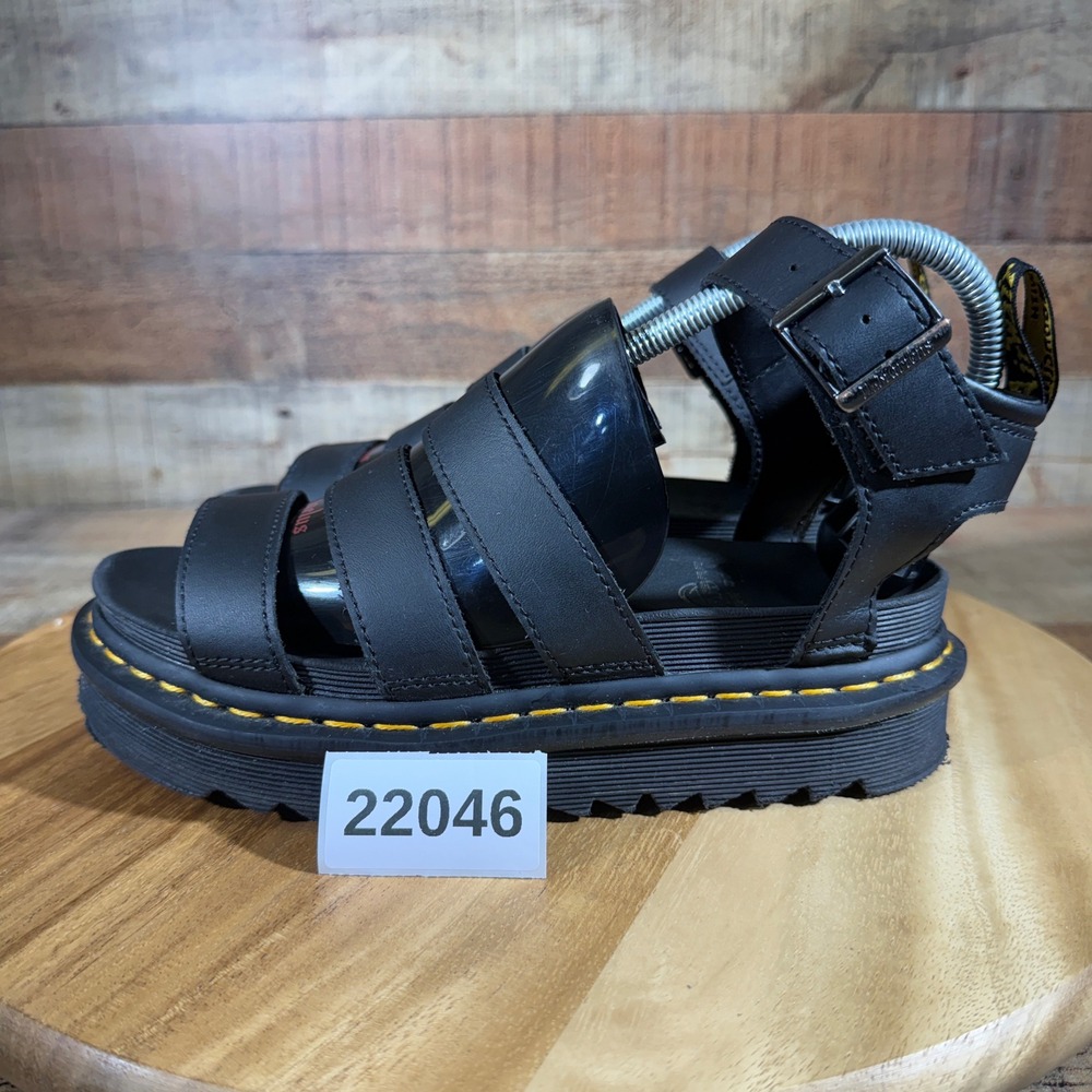 Dr. Martens Blaire Sandals Womens 6 Black Leather Platform Gladiator Strappy DM